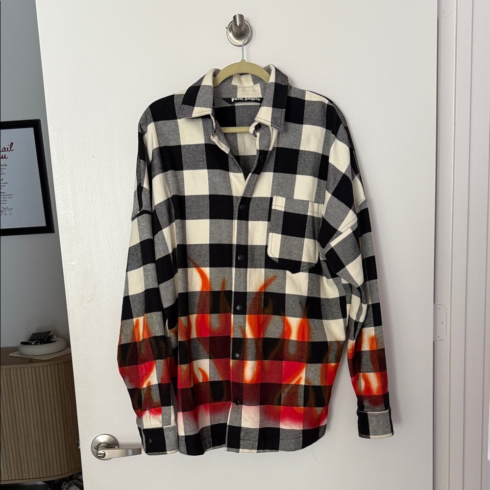 Men’s Palm Angel Burning Logo Plaid Overshirt